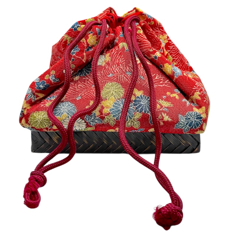 ČAJOVÝ PYTLÍK JAPAN ČERVENÝ S PROUTĚNOU PODSADOU