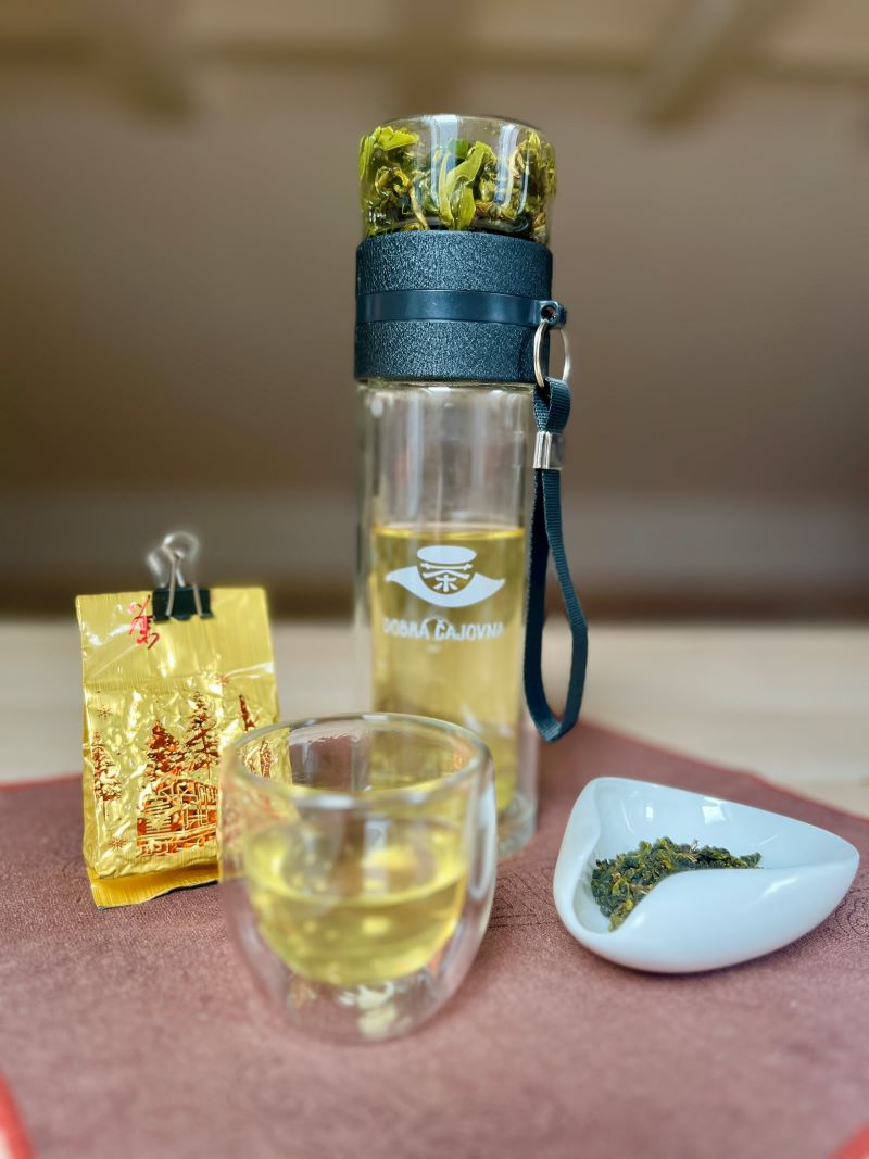 LOUHOVAČKA (TERMOSKA) NA ČAJ SKLENĚNÁ LOGO